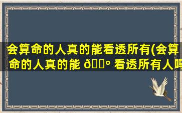 会算命的人真的能看透所有(会算命的人真的能 🐺 看透所有人吗 🐕 )
